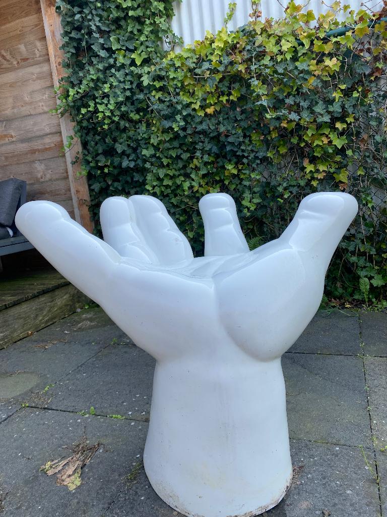 Witte hand; Beeld voor in tuin, Ophalen, Gebruikt, Kunststof, Overige typen