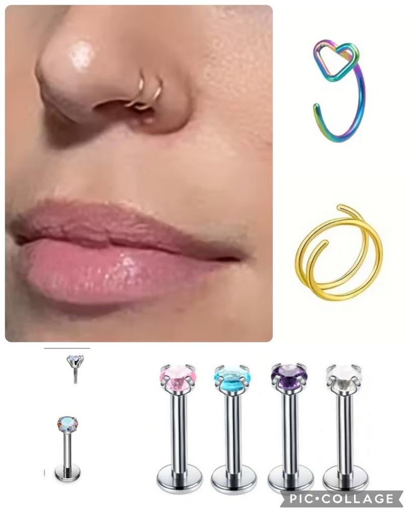 Neuspiercing 7 stuks nieuw, Sieraden, Tassen en Uiterlijk, Piercings, Ophalen of Verzenden, Nieuw, Zilver