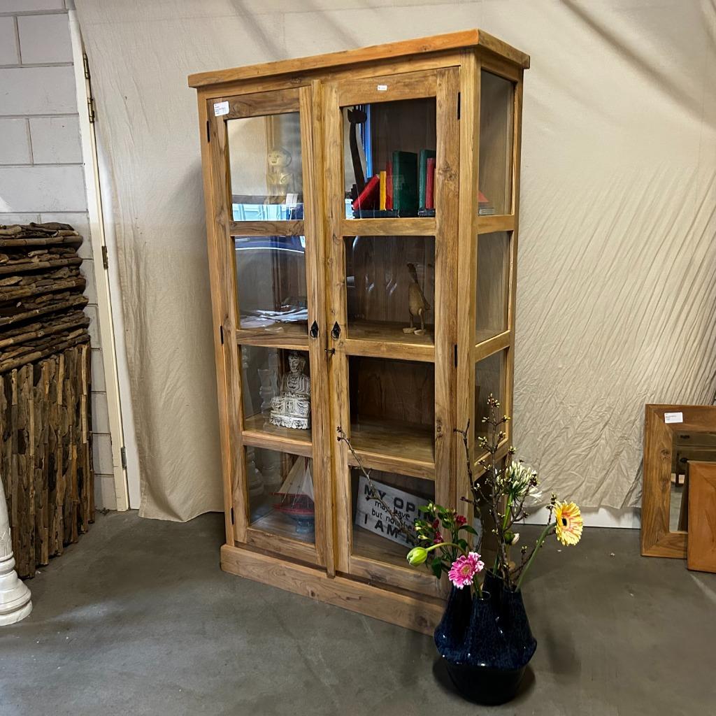 Vitrinekast -massief teak hout - vanaf € 299,- Bij TTM Wonen, Www.ttmwonen.nl, Glas, Www.ttmwonen.nl, Nieuw