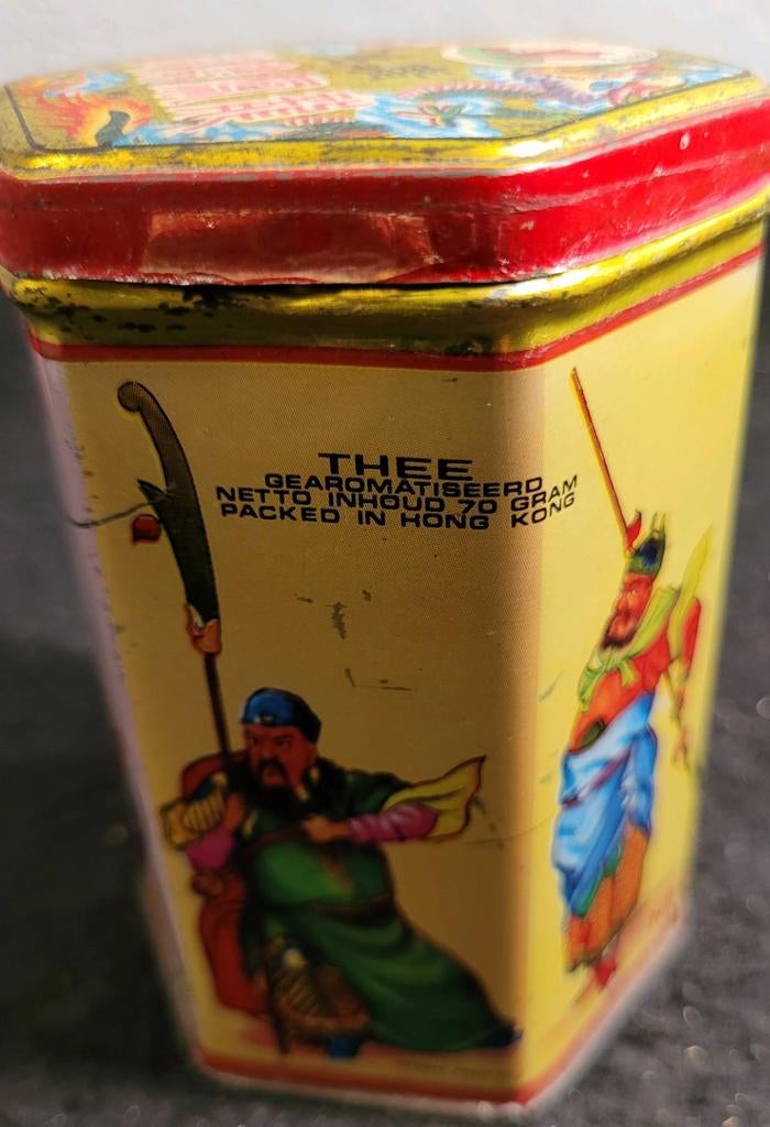 Vintage theeblikje Kwong Sang Tea Co., Verzamelen, Blikken, Gebruikt, Overige, Ophalen of Verzenden
