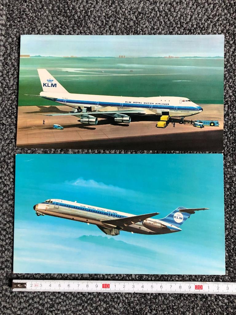 ansichtkaarten KLM vliegtuigen, Ophalen of Verzenden, Zo goed als nieuw, Kaart, Foto of Prent