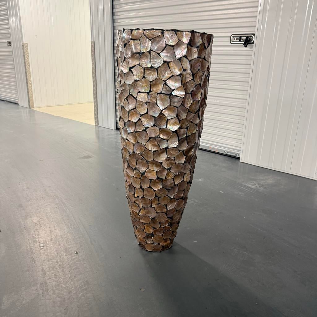 ✨ Luxe Handgemaakte Schelpenvaas (90cm) - Parelmoer Brons ✨, Overige materialen, Overige kleuren, Ophalen of Verzenden, Zo goed als nieuw