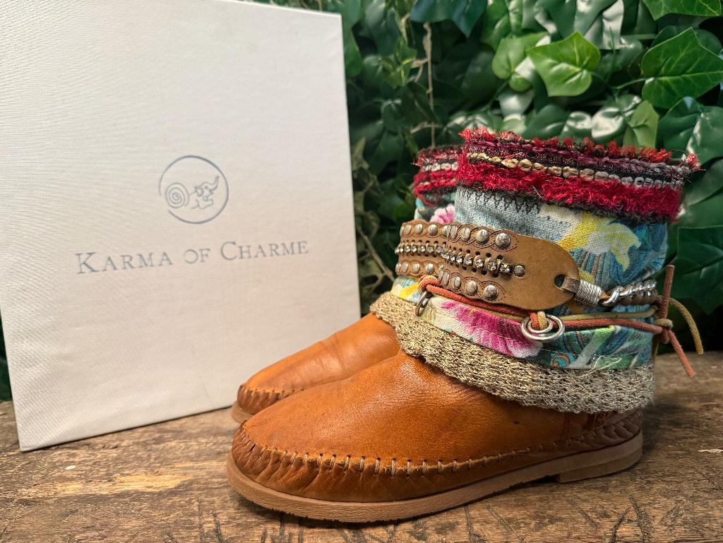Bijna Nieuwe ibiza festival laarsjes Karma of Charme maat 38, Karma of charme, Bruin, Lage of Enkellaarzen, Ophalen of Verzenden