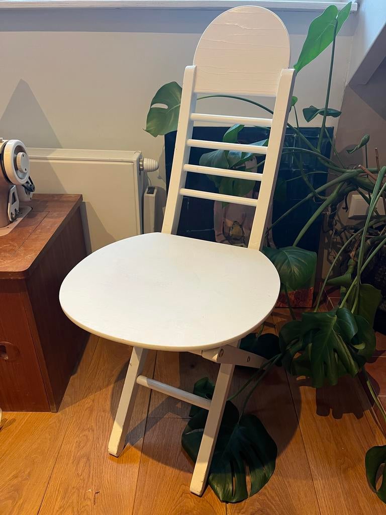 Italiaans jaren 80 klapstoel, Ophalen of Verzenden, Gebruikt, Wit, Eén