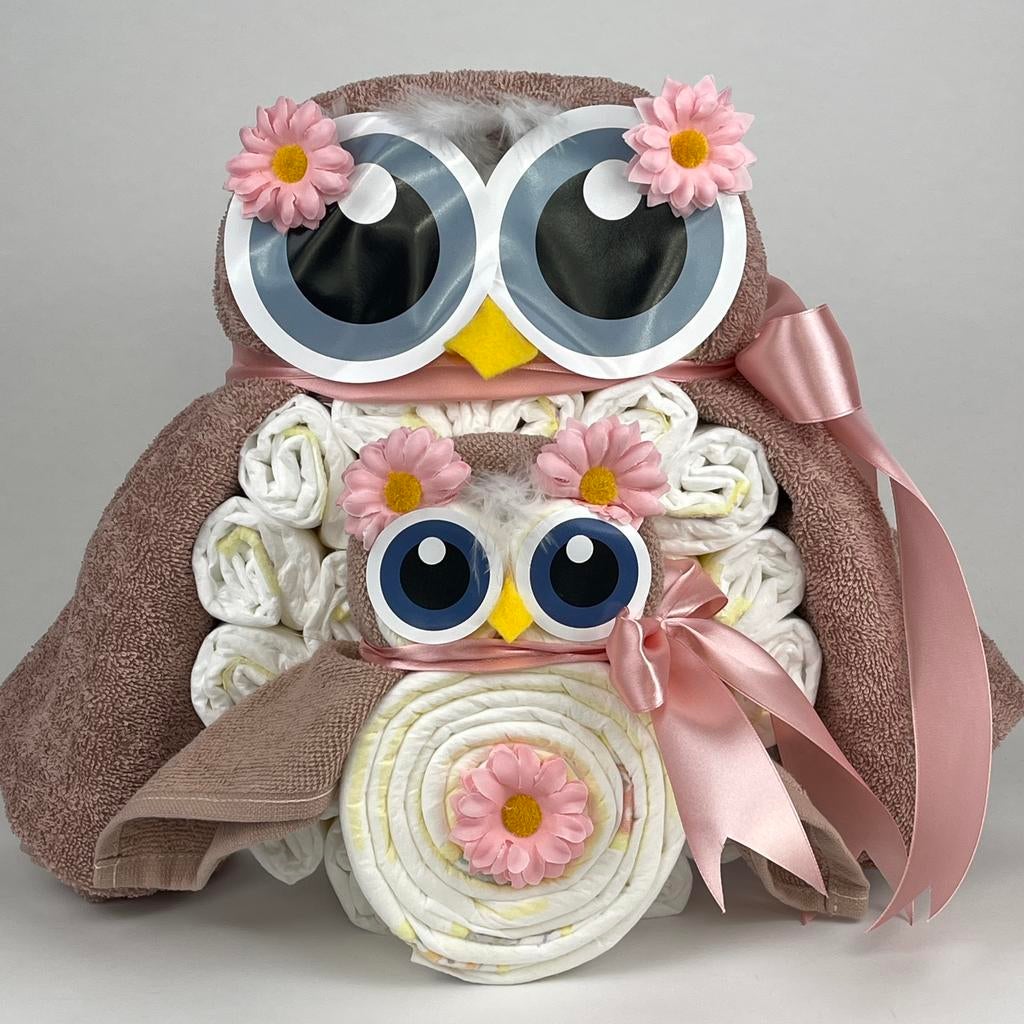 Luiertaart uil Luieruil meisje pinkstone roze, Kinderen en Baby's, Kraamcadeaus en Geboorteborden, Ophalen of Verzenden, Nieuw