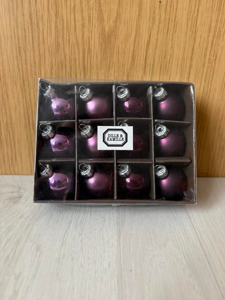 Kleine paarse kerstballen, Ophalen, Zo goed als nieuw, Glas of Kristal, Overige merken