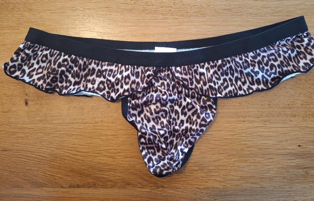 luipaard string maat L, Verzenden, Zwart, Overige typen