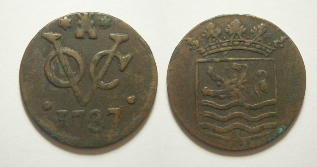 Zeeland VOC Duit 1737 over 36 -S-, Postzegels en Munten, Munten | Nederland, Losse munt, 1 cent, Vóór koninkrijk, Ophalen of Verzenden