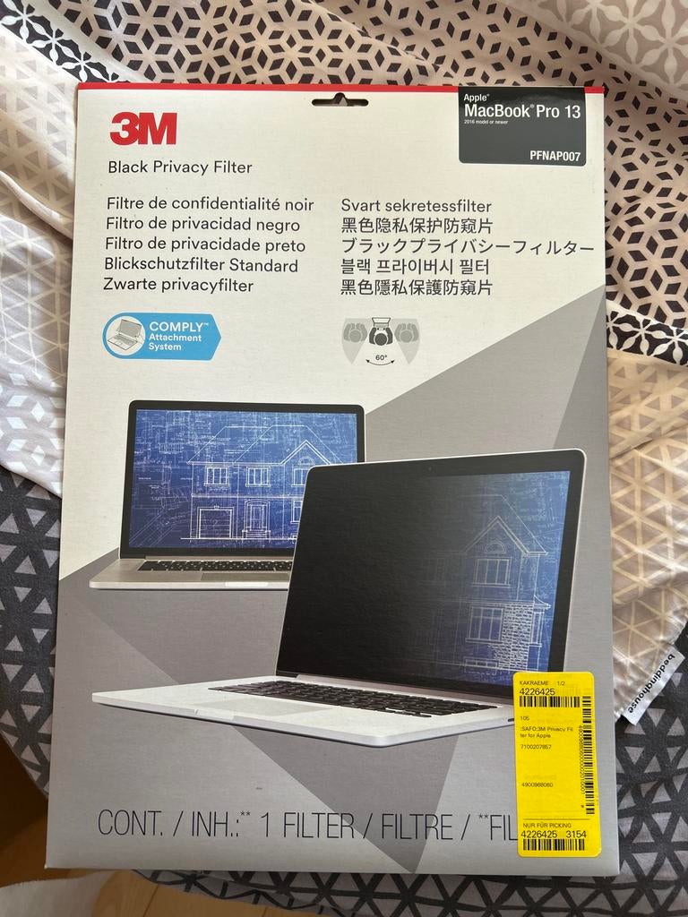 3M Privacy Filter voor Apple MacBook Pro 13 (2016 of nieuwer, Computers en Software, Apple Macbooks, Ophalen of Verzenden, Nieuw