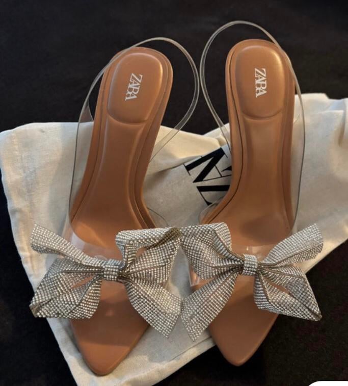 Zara strik pumps slingback 36, Ophalen of Verzenden, Zo goed als nieuw, Beige