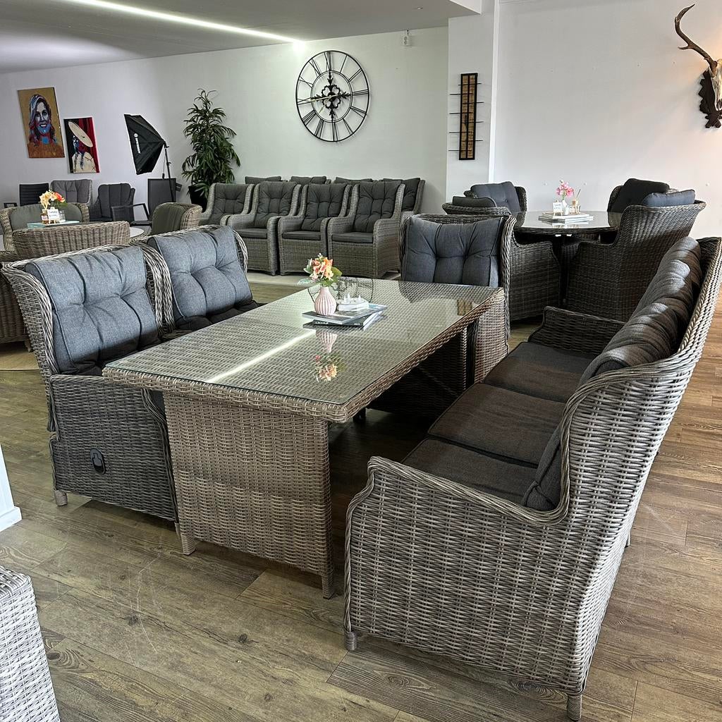 Loungeset / Tuinset – 3-zits bank + 3 verstelbare stoelen
