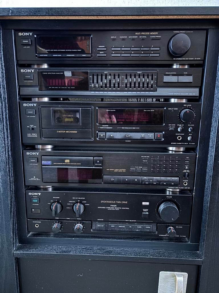 Sony Hifi set met tuner, equalizer, cassettedeck, cd-speler, Ophalen, Gebruikt, Cassettedeck, Losse componenten