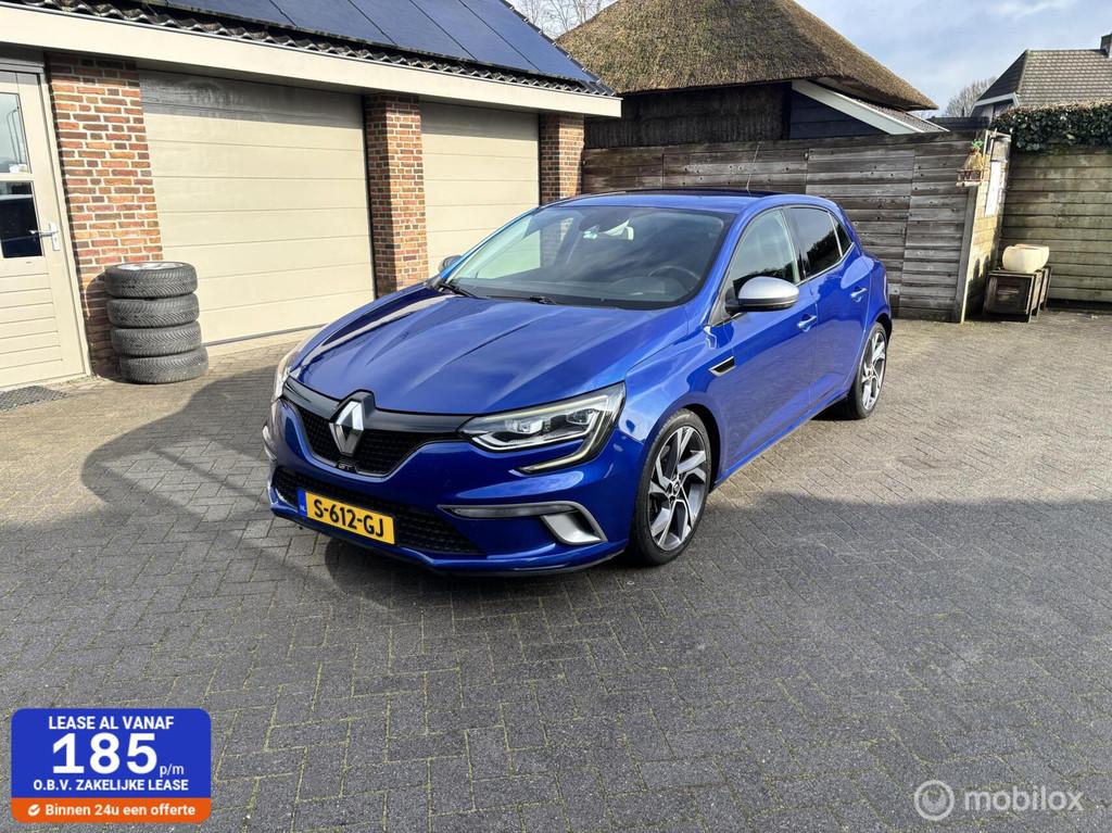 Renault Megane 1.6 TCe GT 205PK Automaat vol Opties, Gebruikt, 4 cilinders, Blauw, 1650 kg