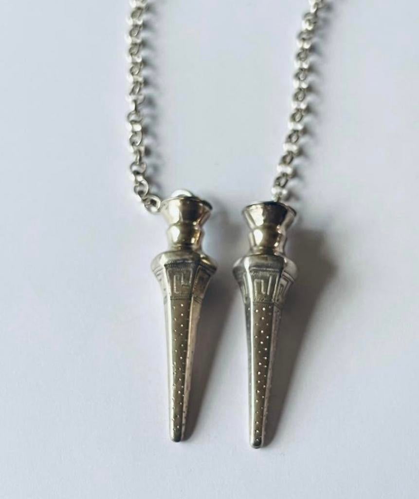 Zilveren JASSERON KETTING  MET BREIPENHOUDERS, Sieraden, Tassen en Uiterlijk, Kettingen, Verzenden, Zo goed als nieuw, Zilver