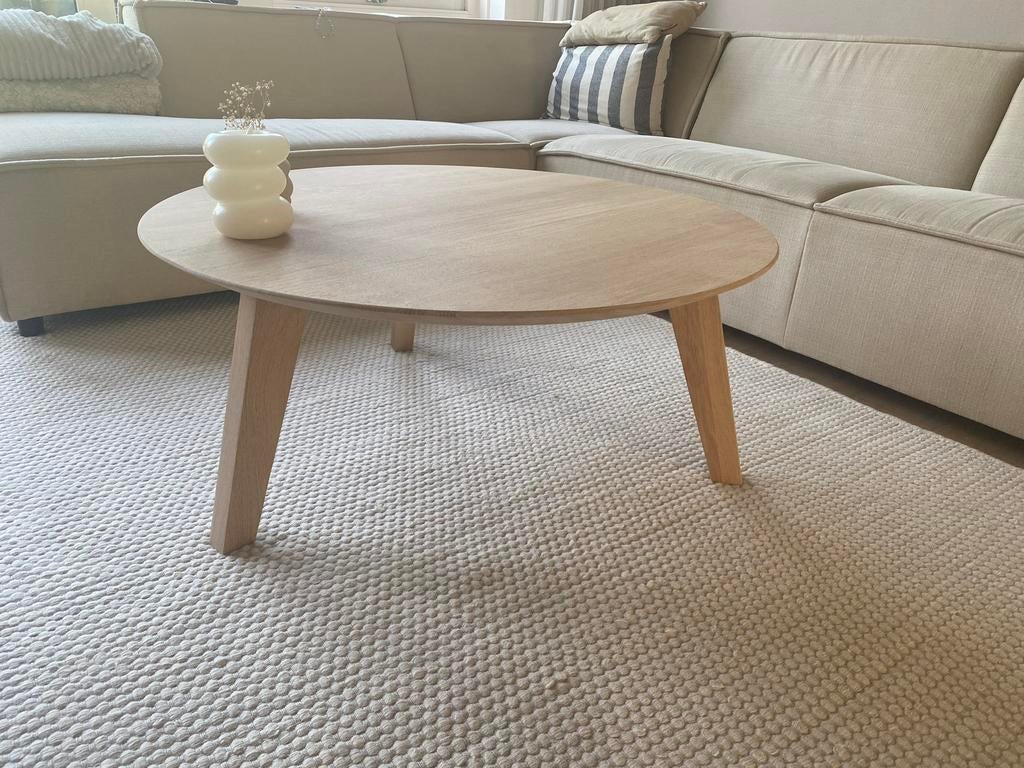 Nieuw massief eiken ronde salontafel, modern, industrieel, Ophalen, 50 tot 100 cm, Nieuw, Minder dan 50 cm