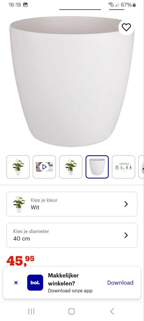 Grote kunststof bloempot 40cm, Kunststof, Rond, Ophalen of Verzenden, Zo goed als nieuw