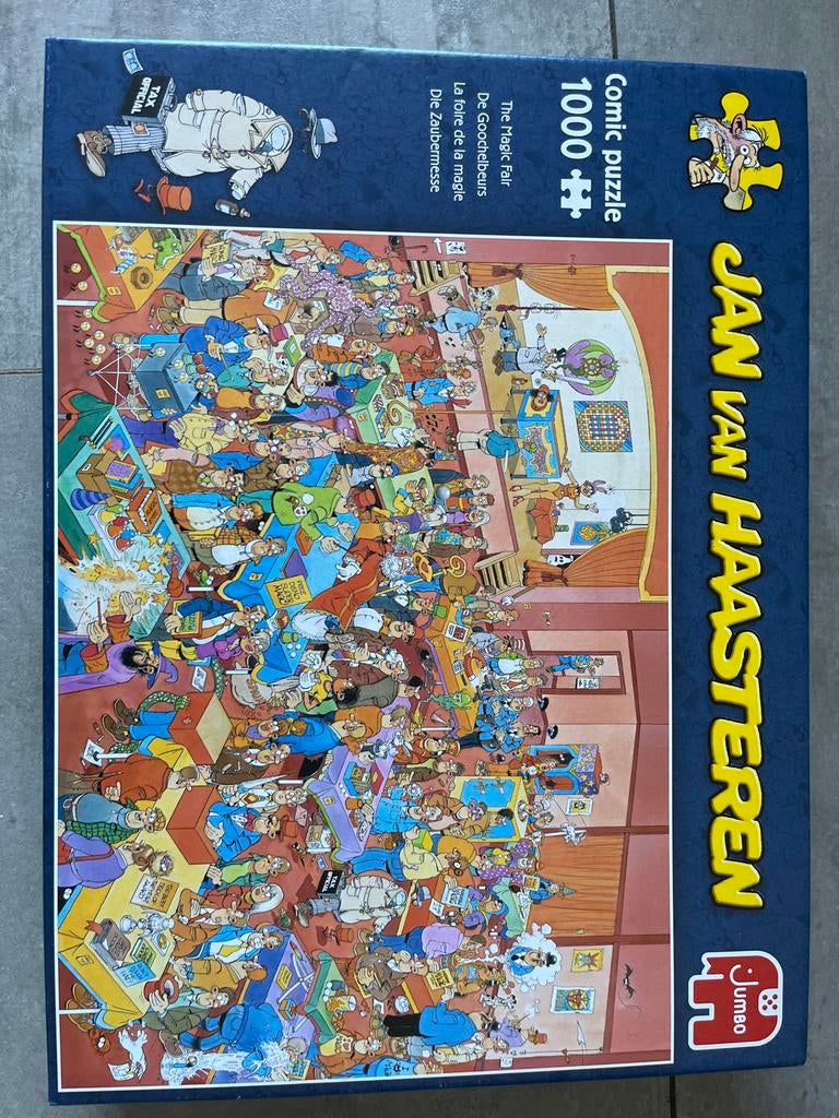 Jan van Haasteren puzzel De Goochelbeurs 1000 stukjes, Ophalen of Verzenden, 500 t/m 1500 stukjes, Zo goed als nieuw, Legpuzzel