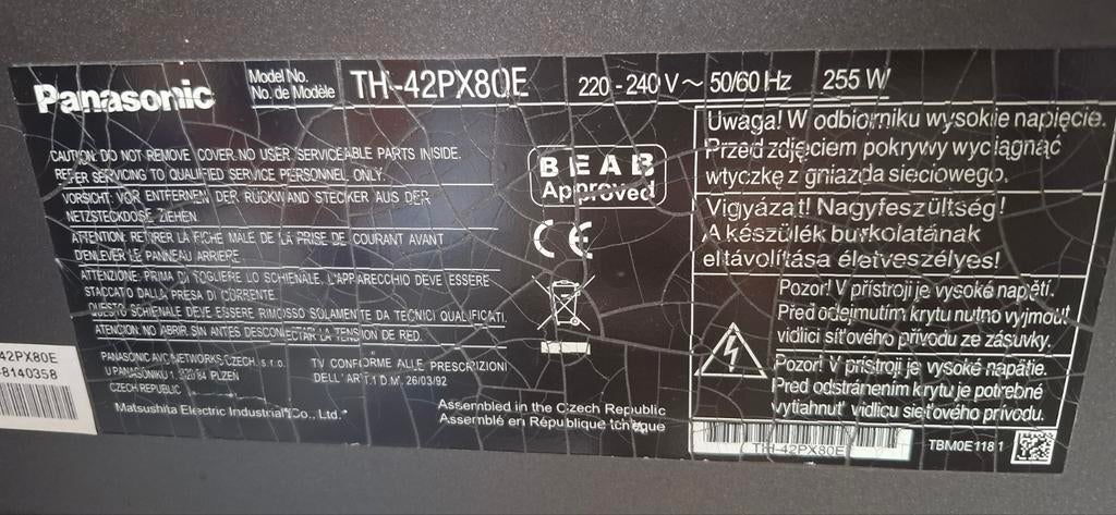 Panasonic 42 inch Plasma TV - TH-42PX80E, Audio, Tv en Foto, Televisies, Gebruikt, Panasonic, HD Ready (720p), Ophalen of Verzenden