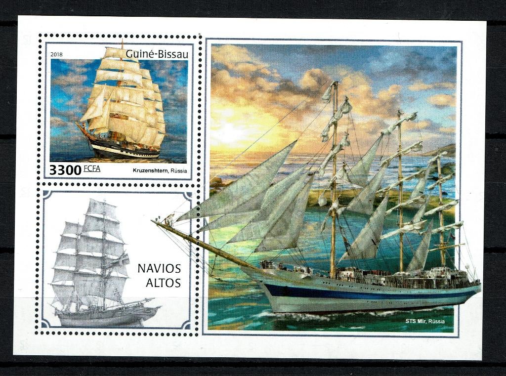 BISSAU 2018 PF BLOK SCHEEPVAART BOTEN SHIPS ZEILBOTEN 1, Ophalen of Verzenden, Postfris, Overige thema's