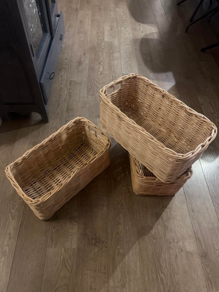 3 mooie rieten manden, Ophalen, Mand, Zo goed als nieuw, Riet