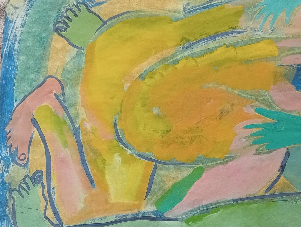 Aquarel Liefdespaar 20e eeuw Stijl Leo Gestel, Ophalen of Verzenden