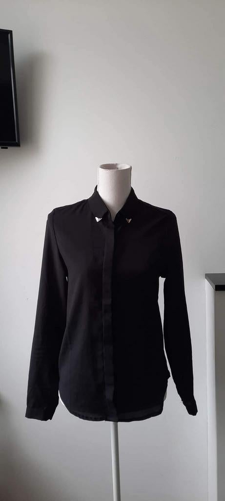 Trendy blouse met inzetstukken op de kraag met blinde sluit, Kleding | Dames, Zwart, Nieuw, Ophalen of Verzenden, Azara