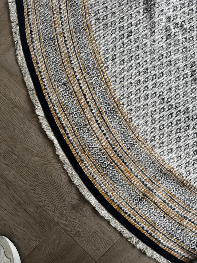 Rond handgemaakt vloerkleed, 200 cm, Ophalen, Gebruikt, Grijs, Rond