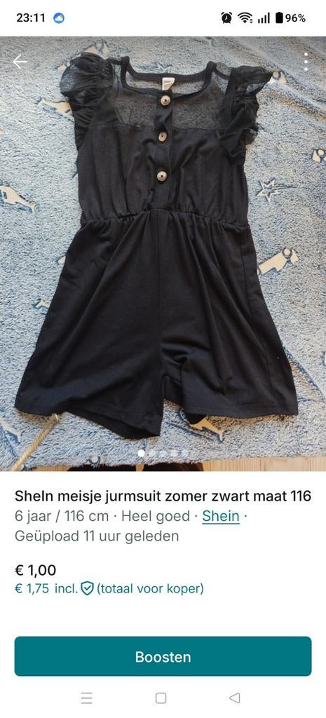 SheIn meisje jumpsuit zomer zwart maat 116, Ophalen of Verzenden