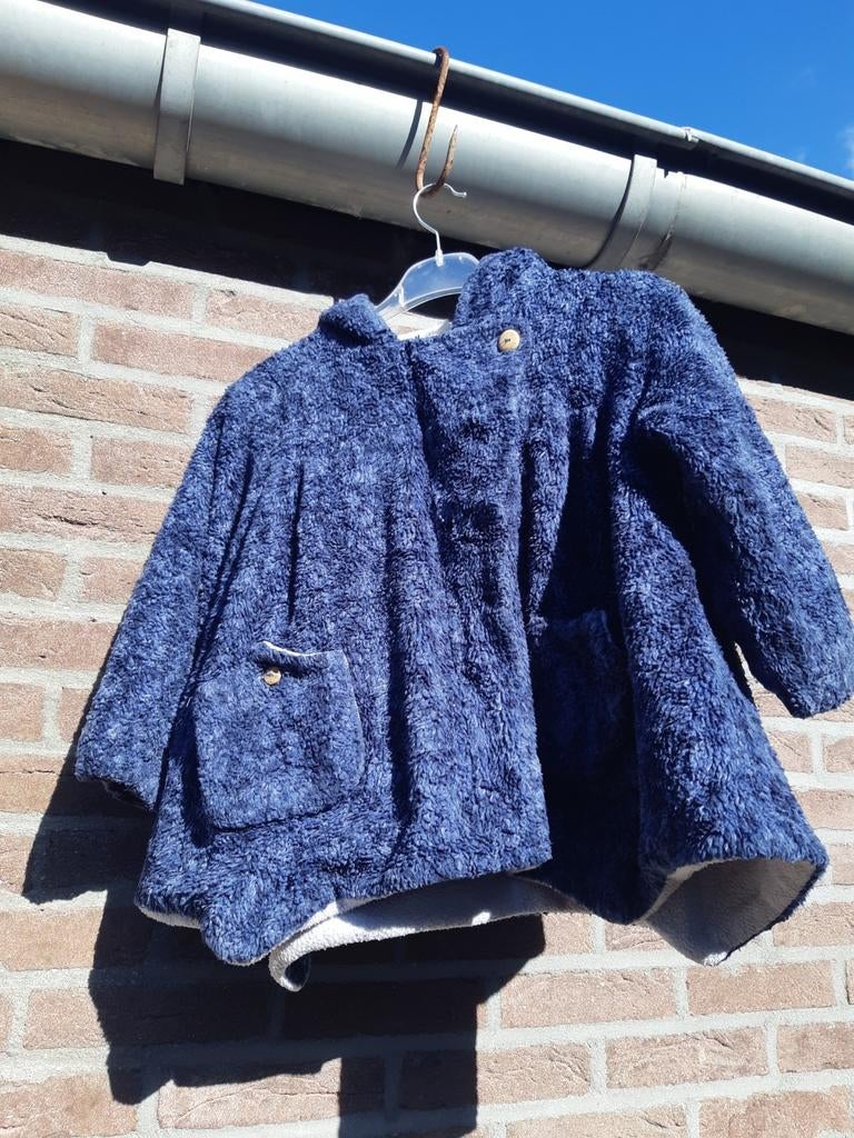 Wooden Buttons Blauwe winterjas met puntmuts maat 104, Meisje, Ophalen of Verzenden, Zo goed als nieuw, Wooden Buttons