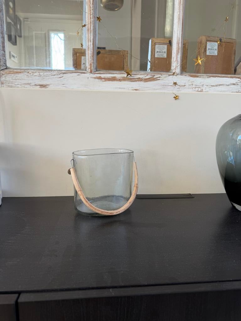 Riviera Maison Vaas Tas Bamboe - Stijlvolle Glazen Decoratie, Overige kleuren, Ophalen of Verzenden, Minder dan 50 cm, Glas