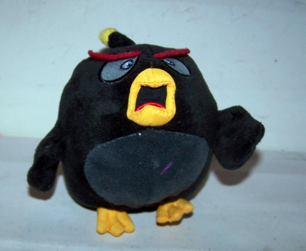 Boze Angry Birds knuffel. Izgs., Overige typen, Zwart, Ophalen of Verzenden, Zo goed als nieuw