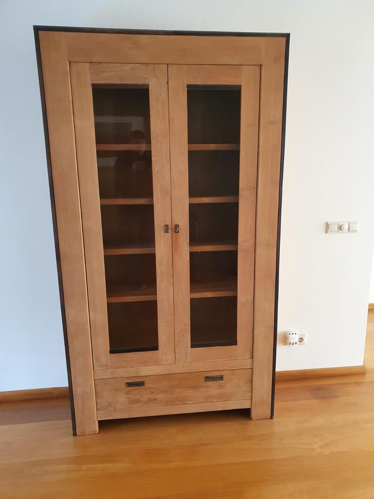 Vitrinekast, Ophalen, 100 tot 150 cm, 200 cm of meer, Teakhout