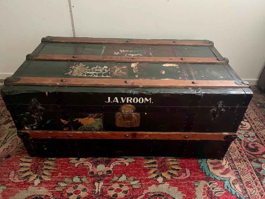 Vintage Metalen Hutkoffer, Ophalen, Minder dan 50 cm, Gebruikt, 50 tot 100 cm