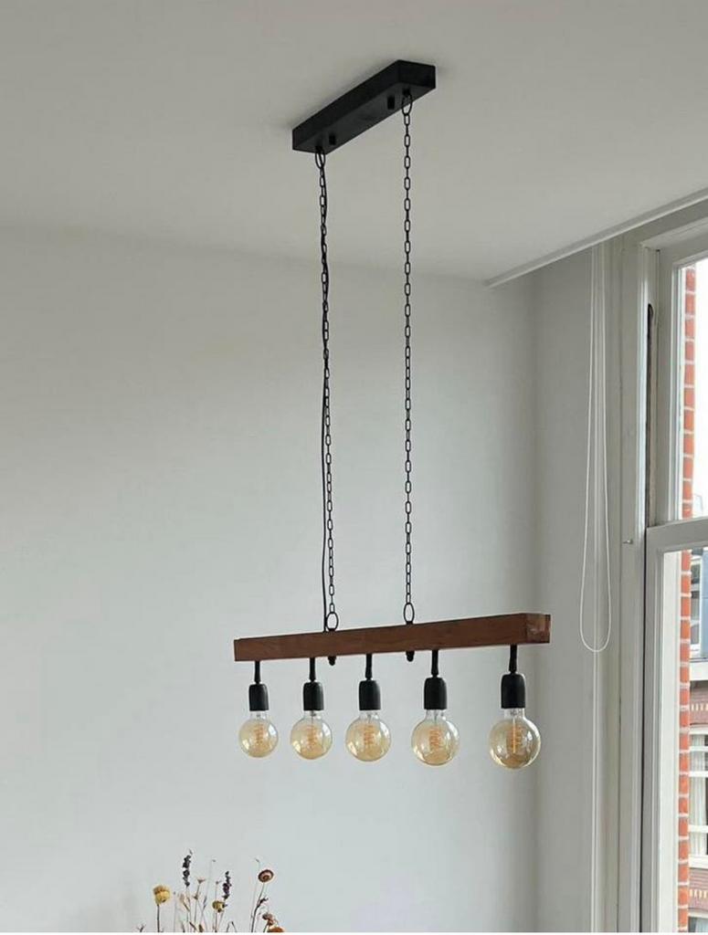 Houten hangende eettafel lamp, Huis en Inrichting, Ophalen
