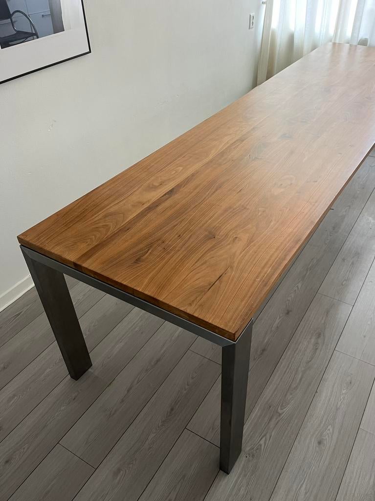 Houten eettafel 3 meter lang met zwevend blad, Huis en Inrichting, Tafels | Eettafels, Ophalen, 200 cm of meer, 50 tot 100 cm