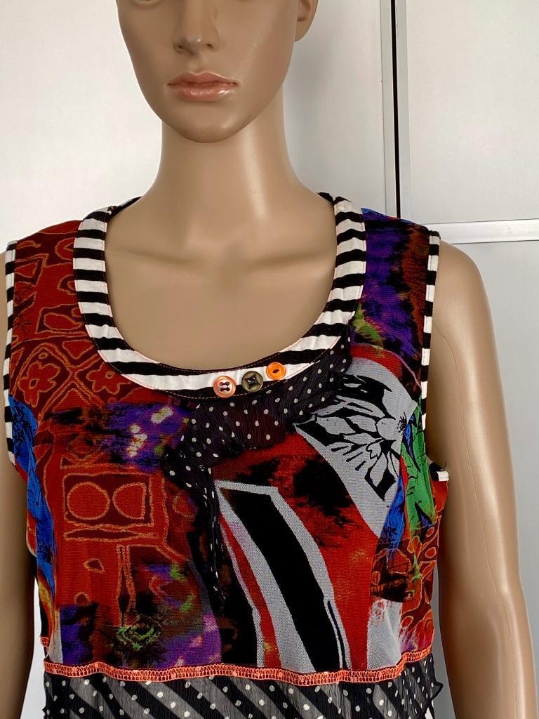 J423 Pause Cafe maat 40=M fleurig top shirt blouse blauw/wit, Maat 38/40 (M), Blauw, Ophalen of Verzenden, Zo goed als nieuw