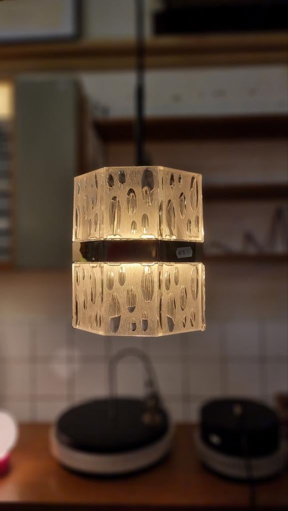 Vintage hanglamp jaren 60 70 kunststof en chroom, Kunststof, Gebruikt, ,, Ophalen of Verzenden