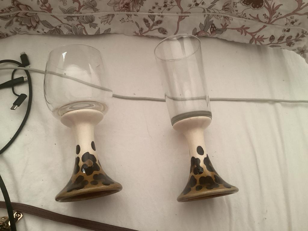 Leuke panter glazen voor waxinelichtje of als glas, Overige materialen, Gebruikt, Bruin, Ophalen of Verzenden