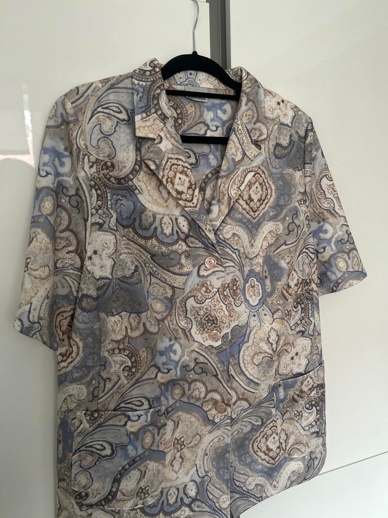 Finn Karelia colbert / blouse korte mouw 4XL / 48, Ophalen of Verzenden, Zo goed als nieuw, Maat 46/48 (XL) of groter, Blauw