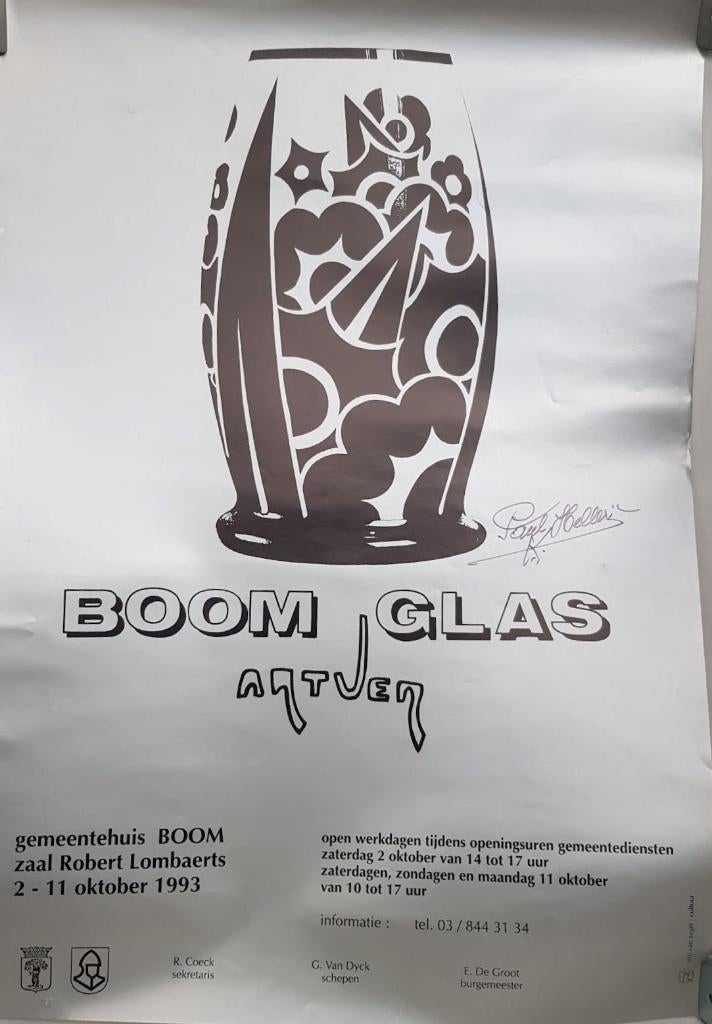 Affiche Booms glas Paul Heller Poster- Gesigneerd !, Ophalen of Verzenden, Gesigneerd