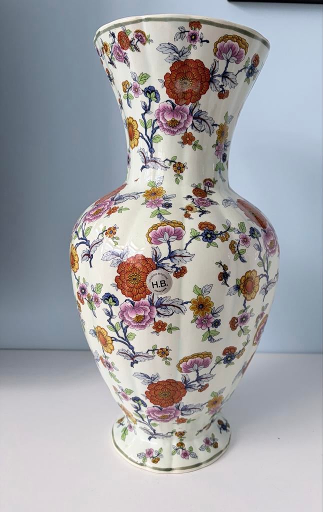 Vintage Hubert Quaregnon Vaas - Kleurrijk Bloemenpatroon, Ophalen of Verzenden