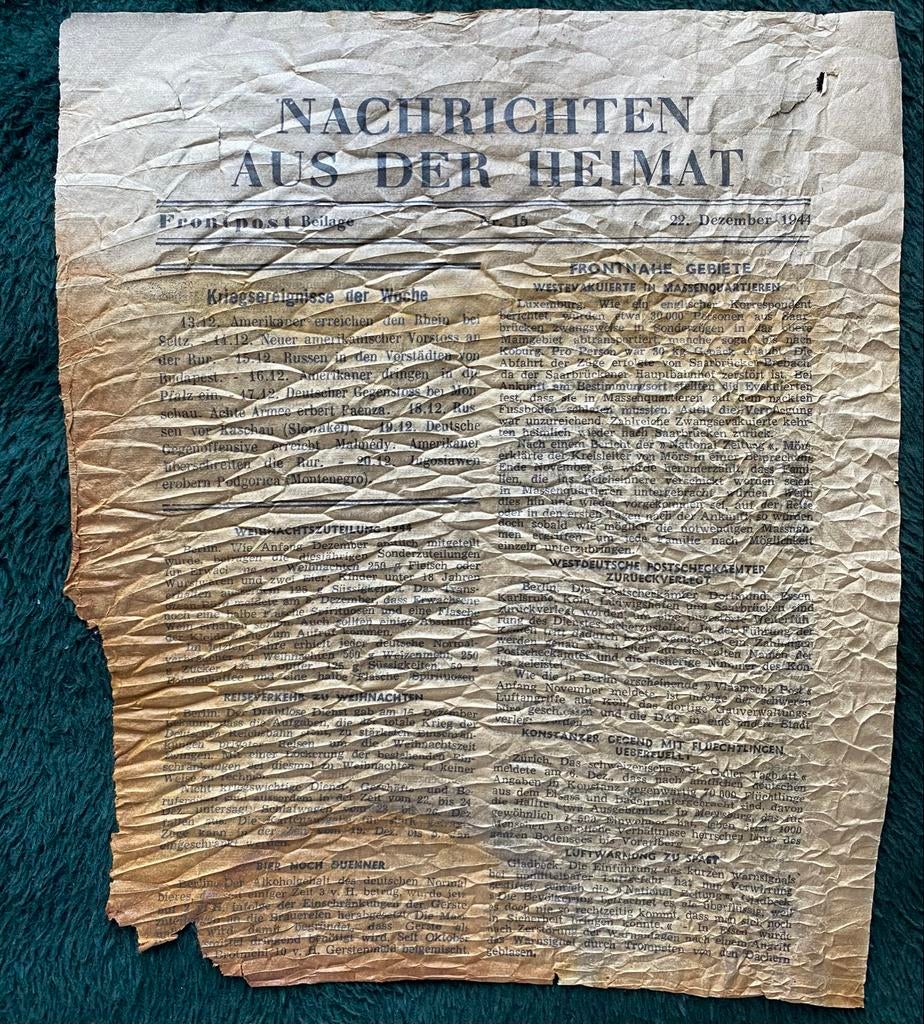 WOII Duitse propaganda krant 'Nachrichten aus der Heimat' 19, Boeken, Tijdschriften en Kranten, Gelezen, Krant, Ophalen of Verzenden