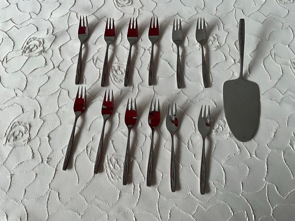 Gero zilmeta  521 takje, 12vorkjes en 1 taartschep, Antiek en Kunst, Ophalen