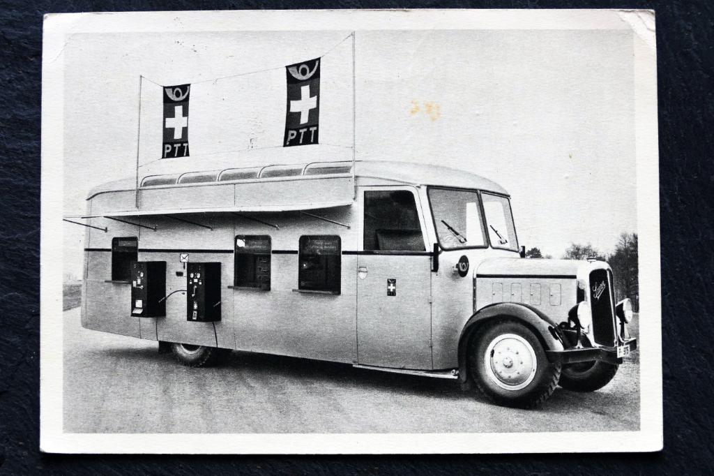 Eerste mobiele auto-postkantoor (Saurer), 1937, stempel!, Verzenden, 1920 tot 1940, Gelopen, Voertuig