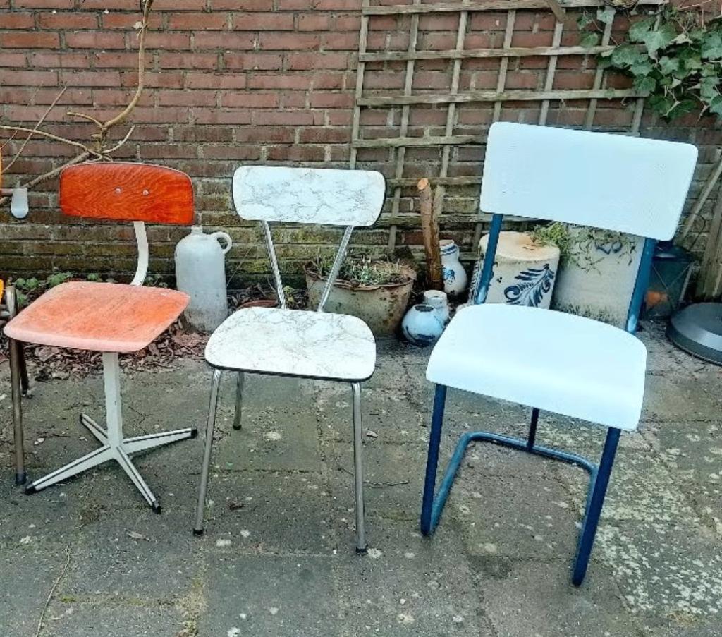 Vintage stoelen schoolmeubilair Gispen industrieel formica, Ophalen