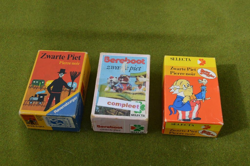 3 vintage Zwarte Piet / Pierre Noir kaartspellen: Bereboot, Ophalen of Verzenden, Gebruikt, Kwartet(ten)