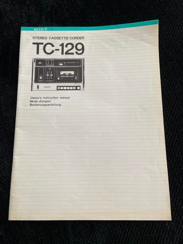 Sony TC-129 Stereo Cassette-Corder Handleiding, Ophalen of Verzenden, Enkel, Sony