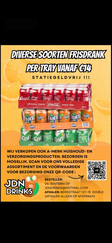 Blikjes frisdrank zonder statiegeld pallet afnamen, Diversen, Levensmiddelen, Ophalen of Verzenden