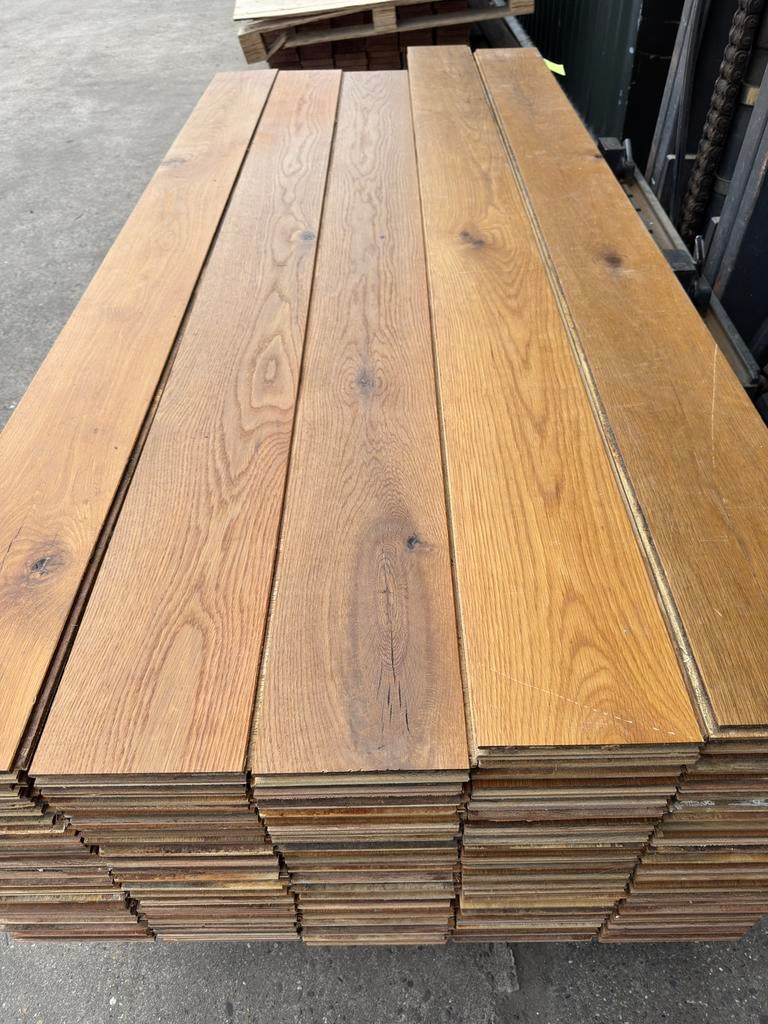 Eiken vloer 39 m2 multivloer 18 cm breed 2,5 cm dik top 7 mm, Ophalen, Gebruikt, Vloerdelen of -planken, 10 m² of meer