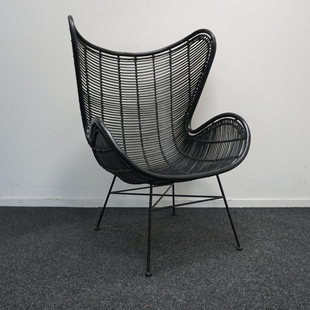 HKliving Rotan Egg chair |  Design fauteuil | Design Stoel, Gebruikt, Twee, -, Zwart